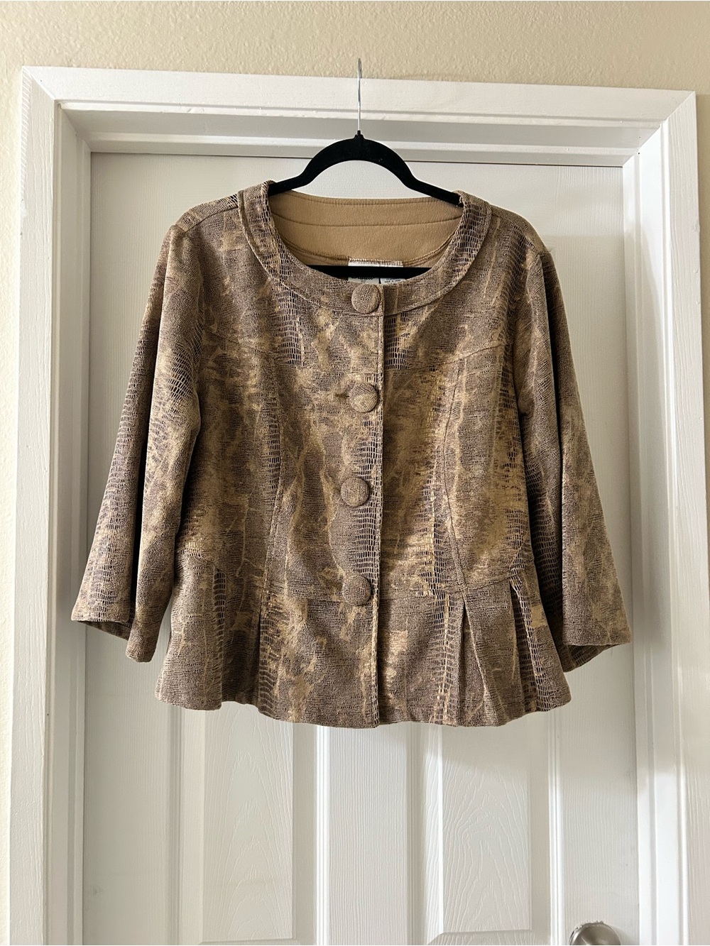 Studio Brown Textured Button-Front Jacket